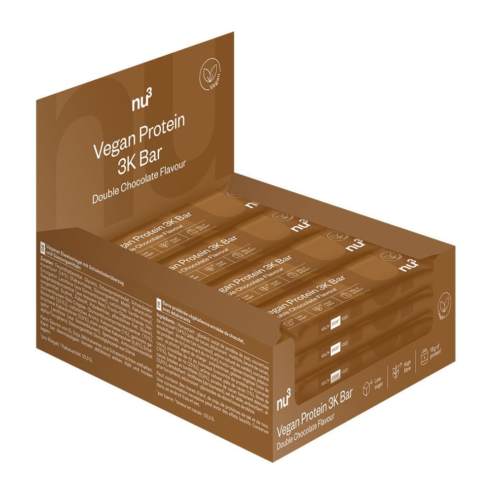 nu3 Vegan Protein 3K Bar Double Chocolate Set da 12