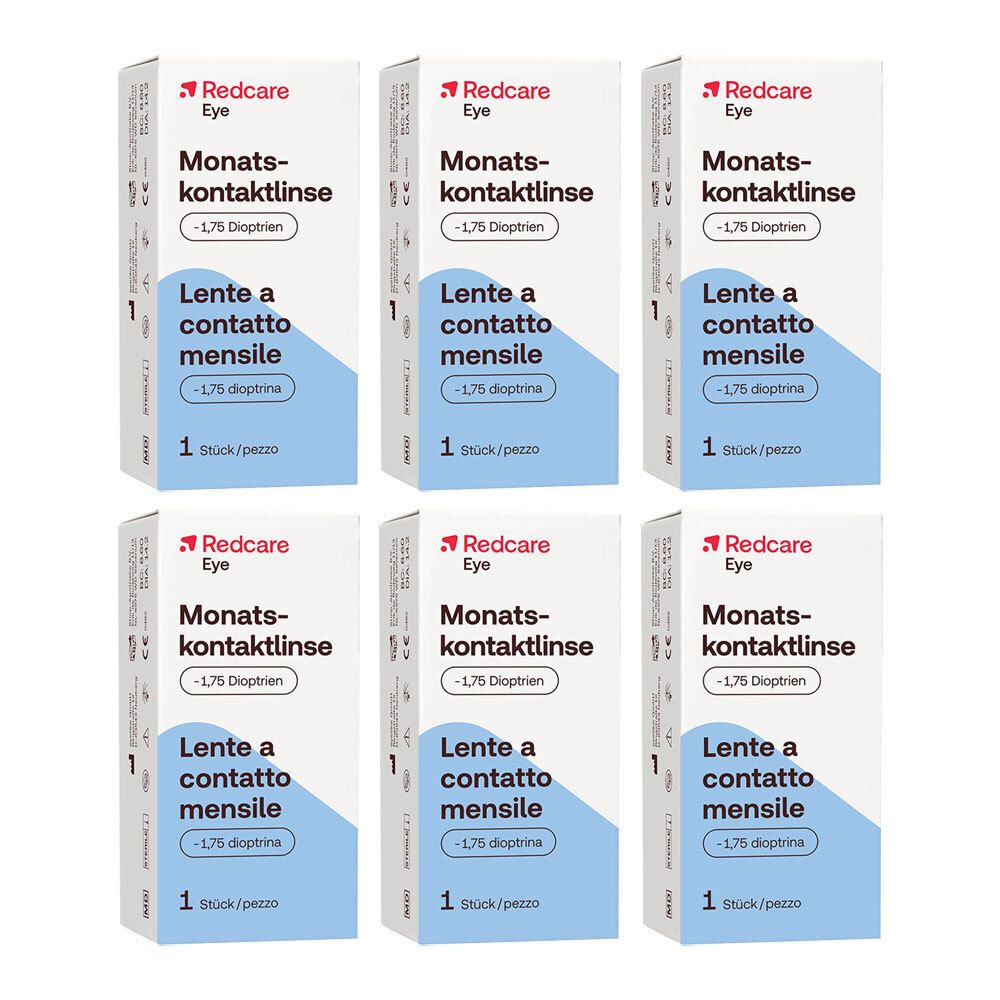Redcare Lente a contatto mensile -1,75 Diottrie Set da 6