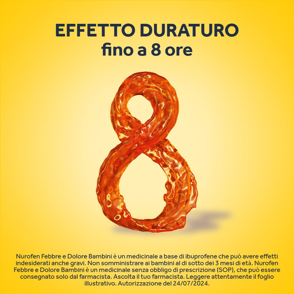 Nurofen Febbre e Dolore Bambini 100mg/5ml sospensione orale gusto arancia senza zucchero con siringa