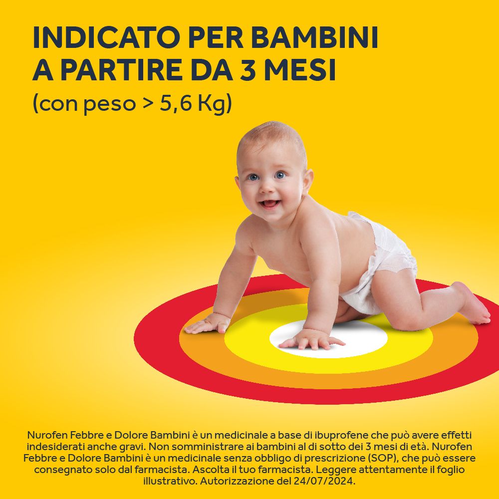Nurofen Febbre e Dolore Bambini 100mg/5ml sospensione orale gusto arancia senza zucchero con siringa