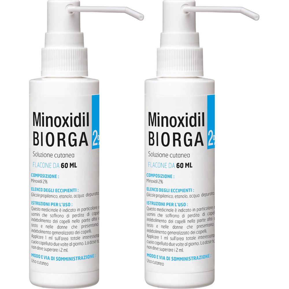 Minoxidil Biorga 2% Soluzione Cutanea 60ml Set da 2