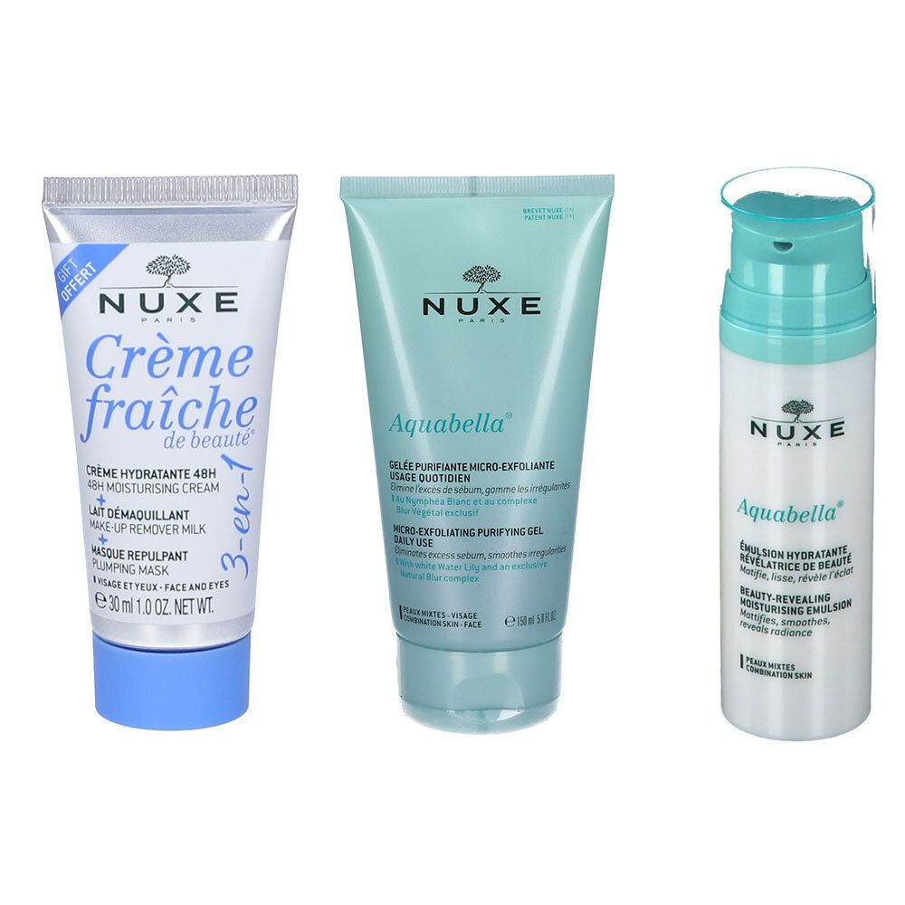 Aquabella Lozione Essenza Rivelatrice Di Bellezza + Emulsione Idratante Rivelatrice Di Bellezza + Mini Creme Fraiche 3-in-1