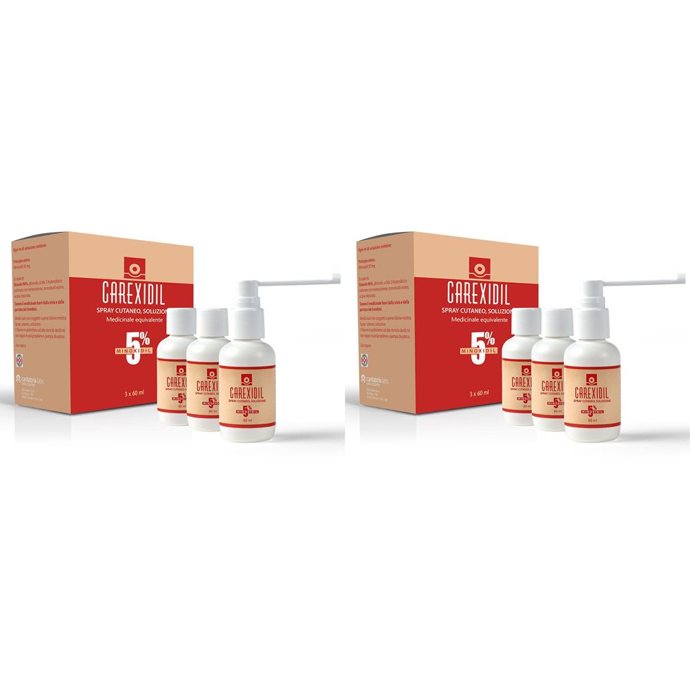 CAREXIDIL 5% Spray Cutaneo, Soluzione Set da 2