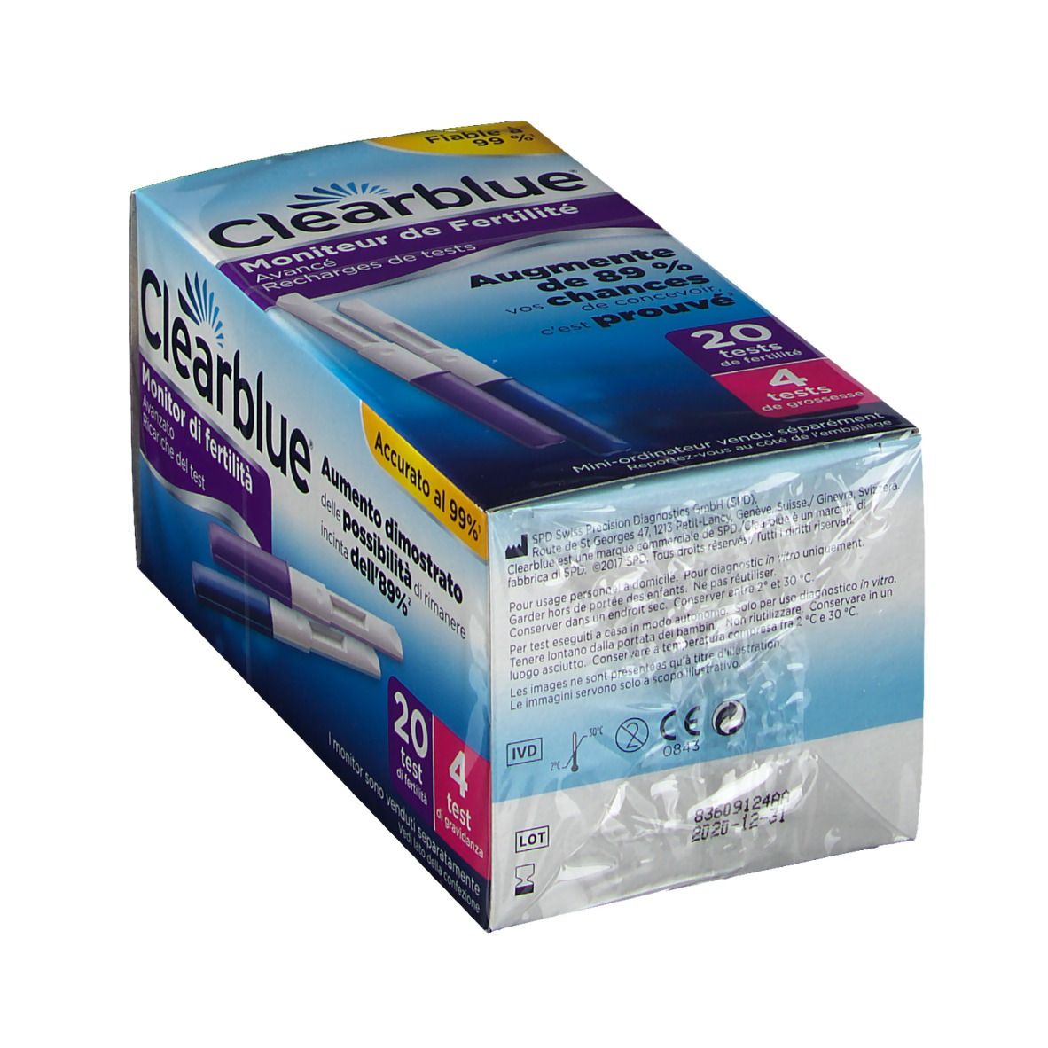 Clearblue Ricariche per Monitor di Fertilità 20 Test di Fertilità + 4 Test di Gravidanza (Monitor non incluso)