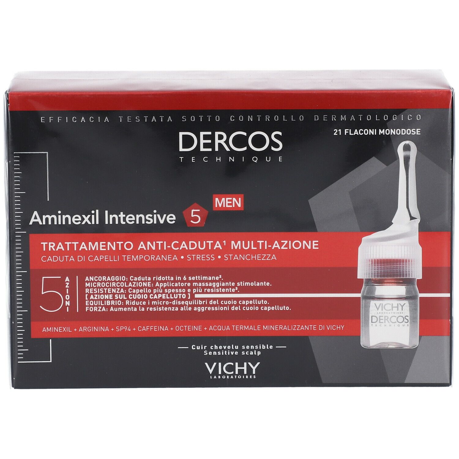 Vichy Dercos Aminexil trattamento anticaduta uomo 21 fiale 21 x 6 ml