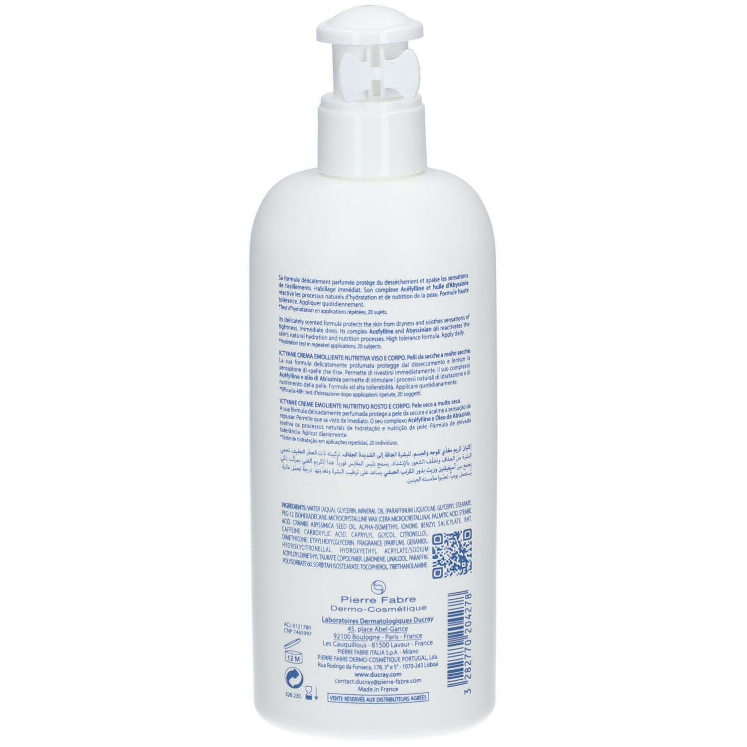Ducray Ictyane Crema emolliente nutritiva 400ml - Pelle secca, pelle irritabile e fragilizzata