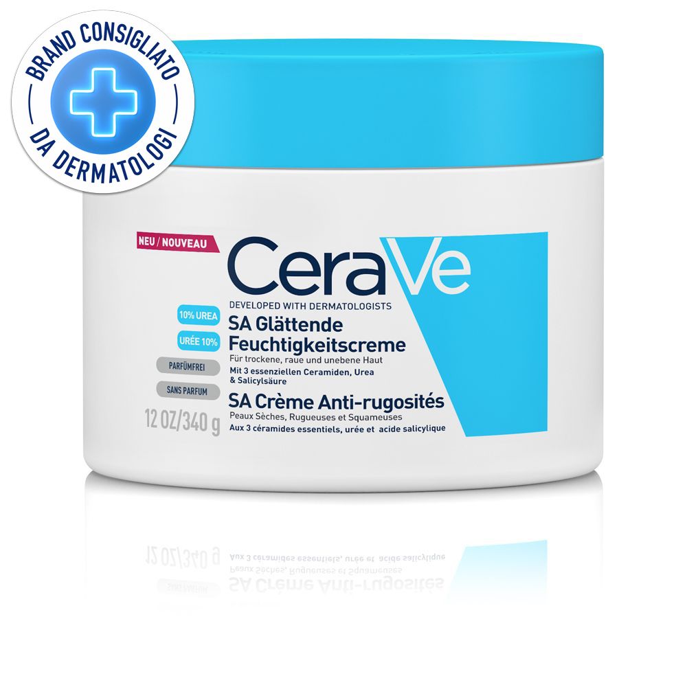 CeraVe SA Crema levigante 10% UREA per pelle molto secca, ruvida e screpolata 340 g + CRV Intens Moist Lotion 5mL Tube EN GRATIS