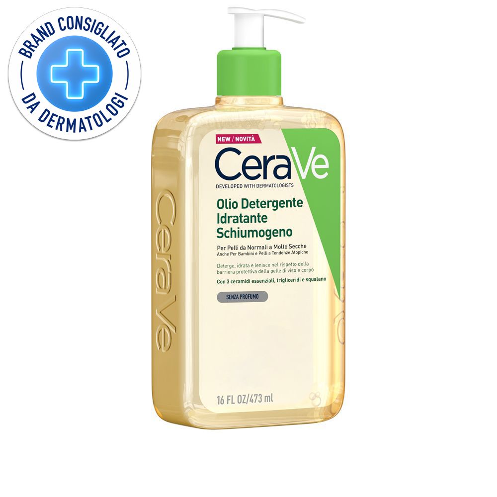 CeraVe Olio detergente idratante  Deterge, idrata e lenisce. Con 3 ceramidi essenziali, trigliceridi e squalene da olio di origine vegetale 473 ml