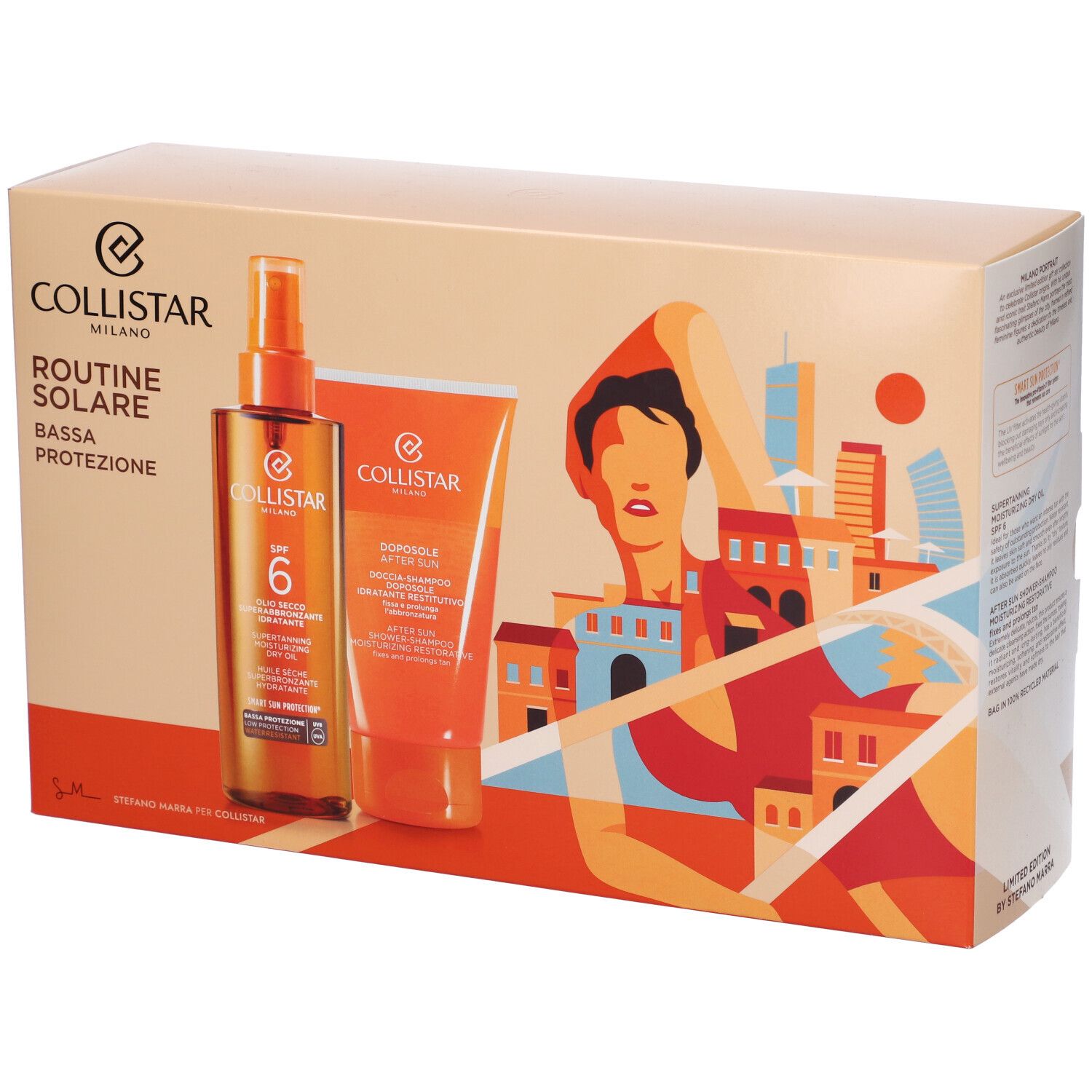Collistar Cofanetto Sun Routine Olio Secco Superabbronzante Idratante SPF6 + Doccia-Shampoo Doposole Idratante Restitutivo con Beauty-Bag in Omaggio