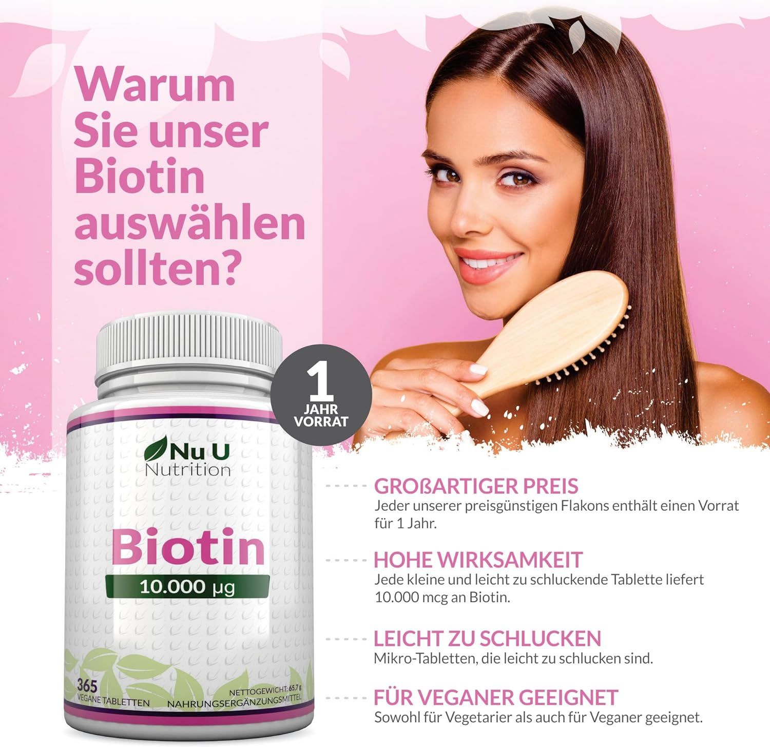 Nu U Nutrition Biotina ad alto dosaggio 10.000 mcg